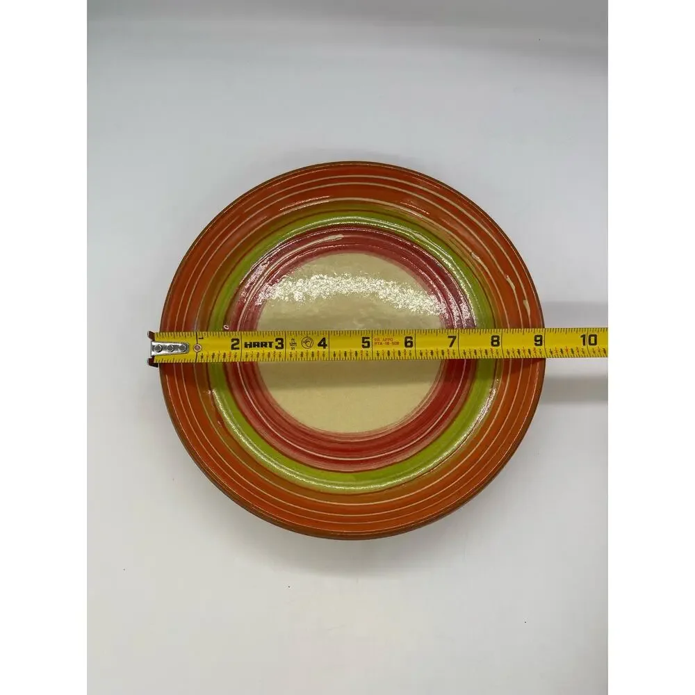Pier 1 Via Hand Painted Set of 2 Terracotta Dinner Plates Portugal